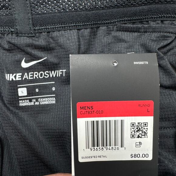 Nike Aeroswift Dri Fit Adv 2 Mens Large Running Shorts Black CJ7837-010 - Picture 3 of 8